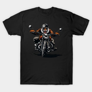 a badass tiger riding a classic motorcycle T-Shirt